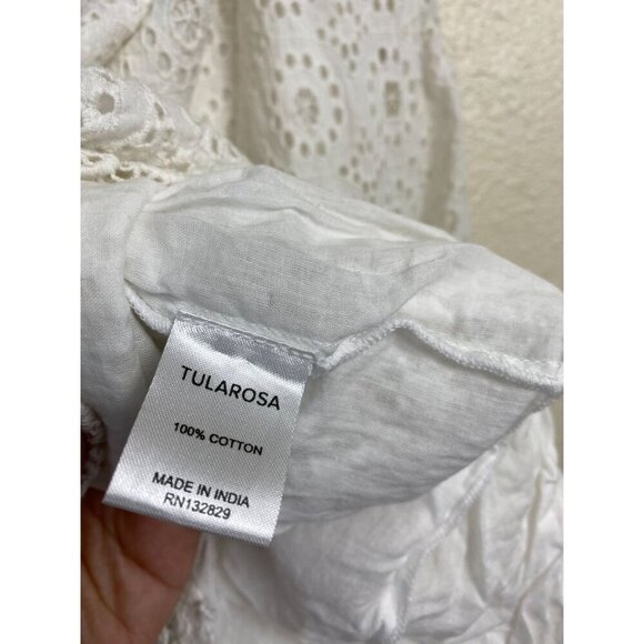 TULAROSA QUINN Off The Shoulder Lace Smocked Dress White Sz Small beach wedding - Picture 5 of 12